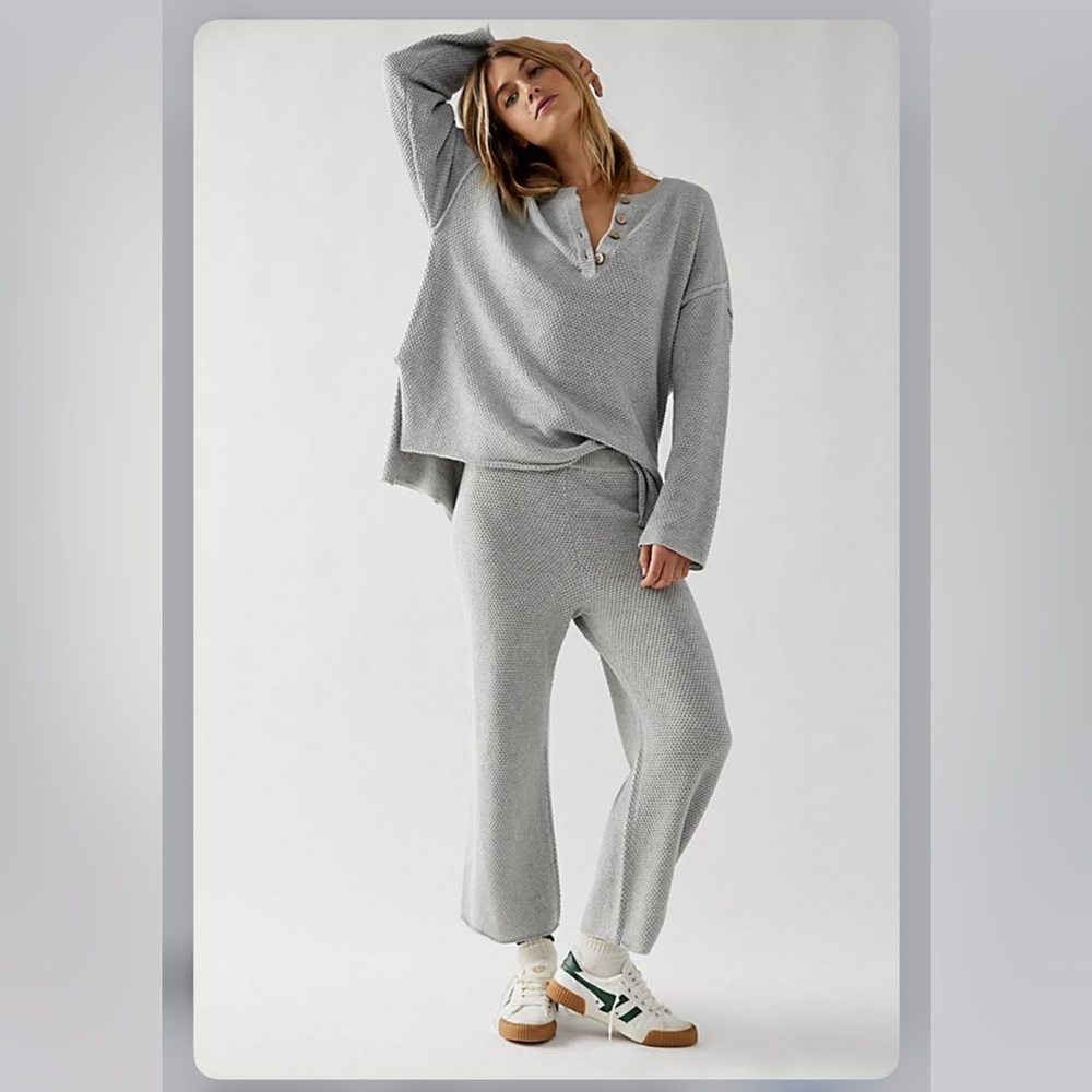 Free People Beach Hailee Sweater Set in Heathered Grey
